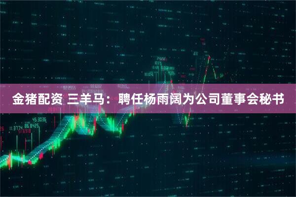 金猪配资 三羊马：聘任杨雨阔为公司董事会秘书