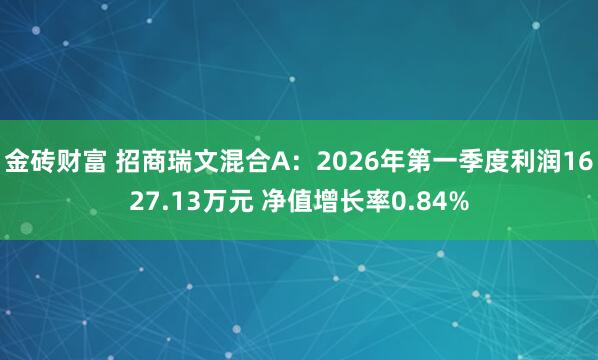 金砖财富 招商瑞文混合A：2026年第一季度利润1627.13万元 净值增长率0.84%